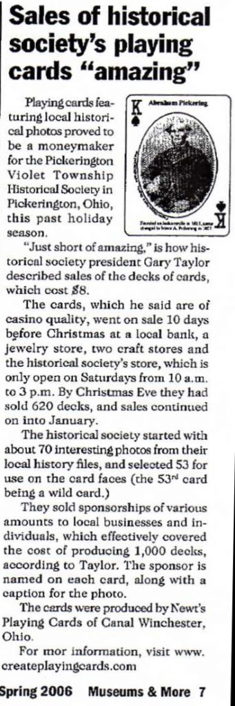 Historical Society Playing Card Article